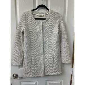 Soft surroundings Ivory Cream Snap Down Button Quilted Jacket XS S